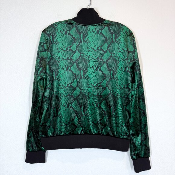 Pam & Gela Track Jacket Green Velour Velvet Snake Print Streetwear Medium - Picture 3 of 9